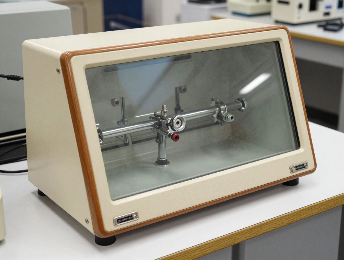 Laborglasgeräte aus dem frühen 20. Jahrhundert, nostalgisch beleuchtet, auf einem alten Holztisch, symbolisieren wissenschaftliche Entwicklung der Kosmetik